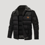 Luxury men's leather puffer jacket