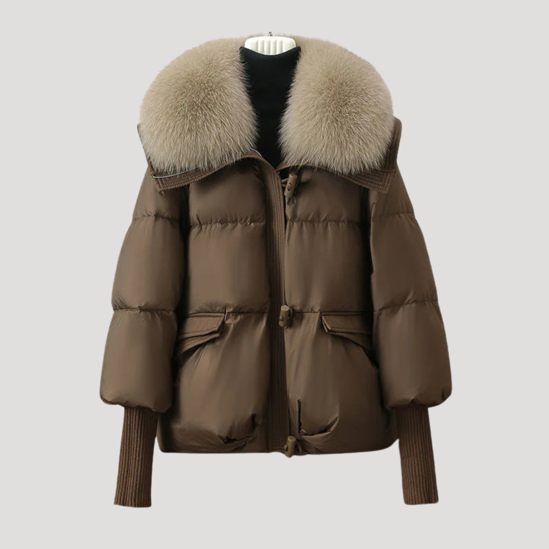 Winter fur collar puffer coat