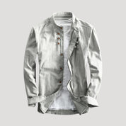 Men’s linen shirt collarless long sleeve lightweight casual