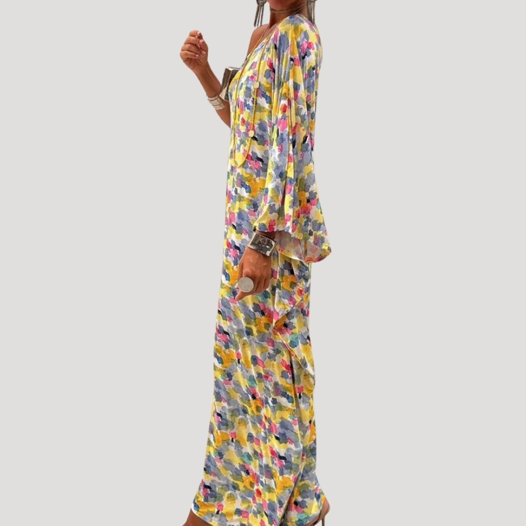 One-shoulder floral maxi dress