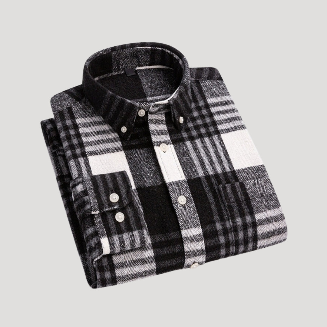 Men’s checked flannel long sleeve casual shirt