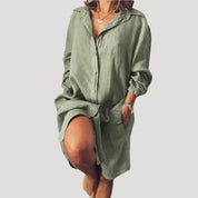 Women’s linen shirt dress summer casual loose fit