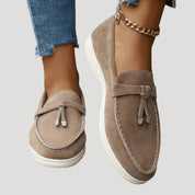 Women's suede loafers – slip on flat shoes