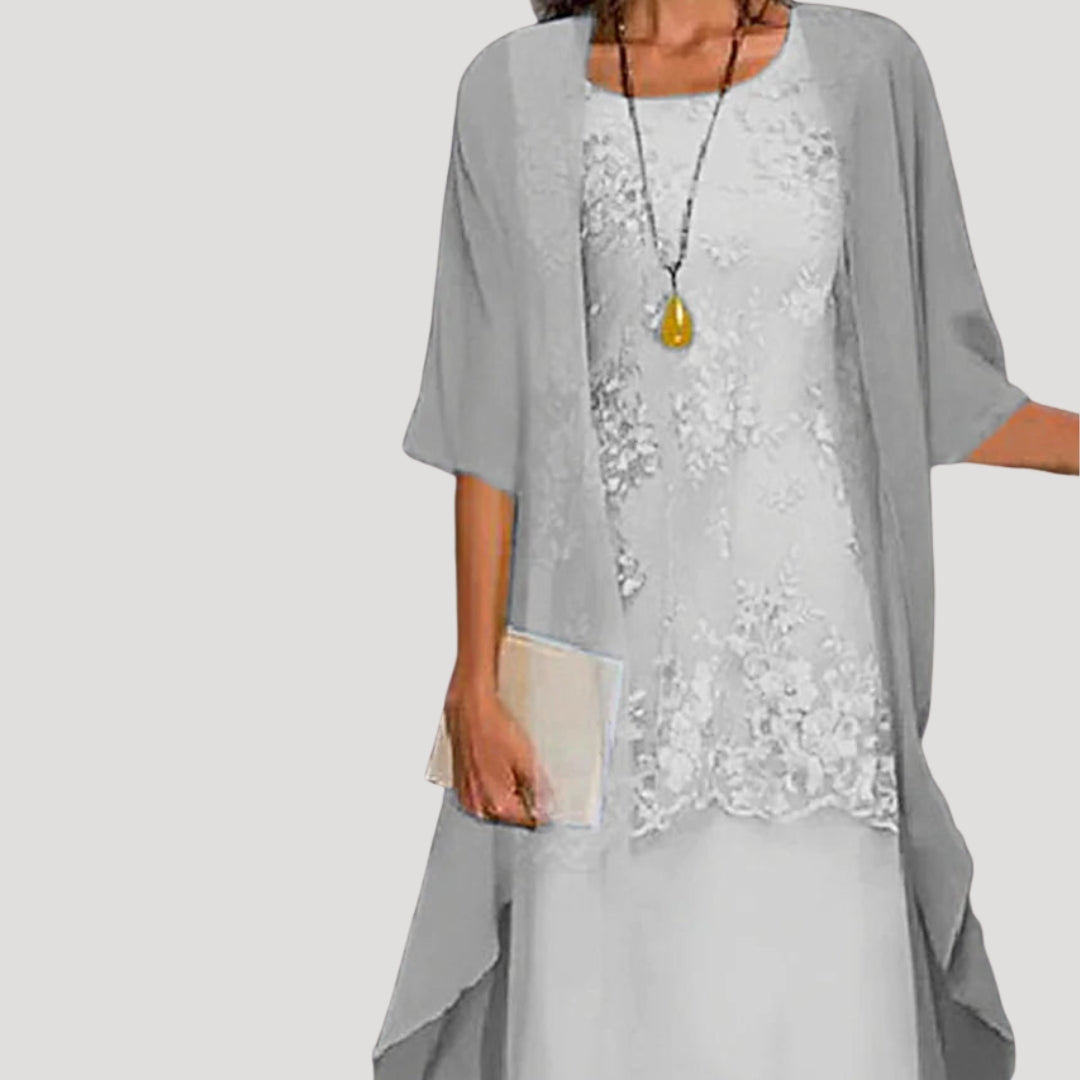 Women’s floral chiffon layered midi dress