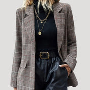 Women’s wool check tailored winter blazer