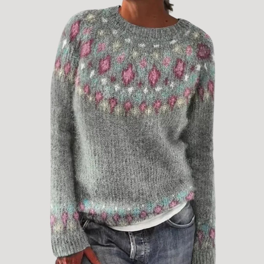 Women colorful patterned knit sweater