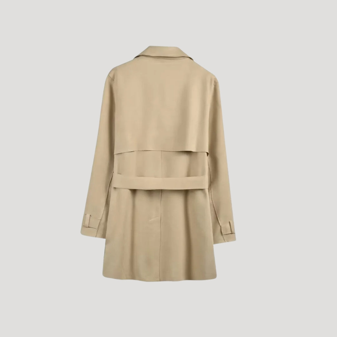Women's belted double breasted lightweight trench coat