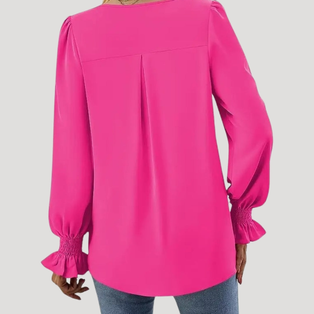 Elegant v-neck long-sleeve blouse