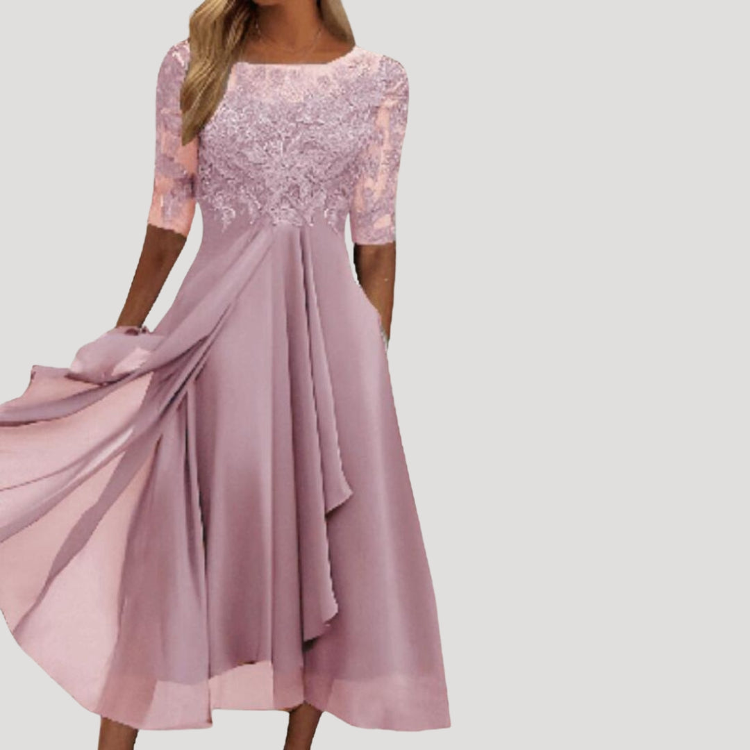 Women’s lace midi occasion dress with sleeves