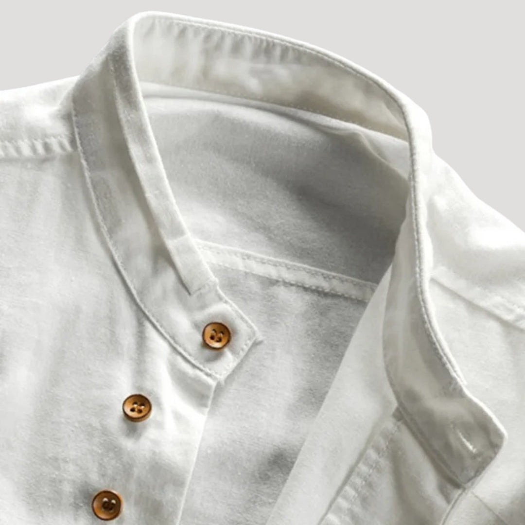 Men’s linen shirt collarless long sleeve lightweight casual