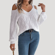 Women off shoulder knit summer sweater