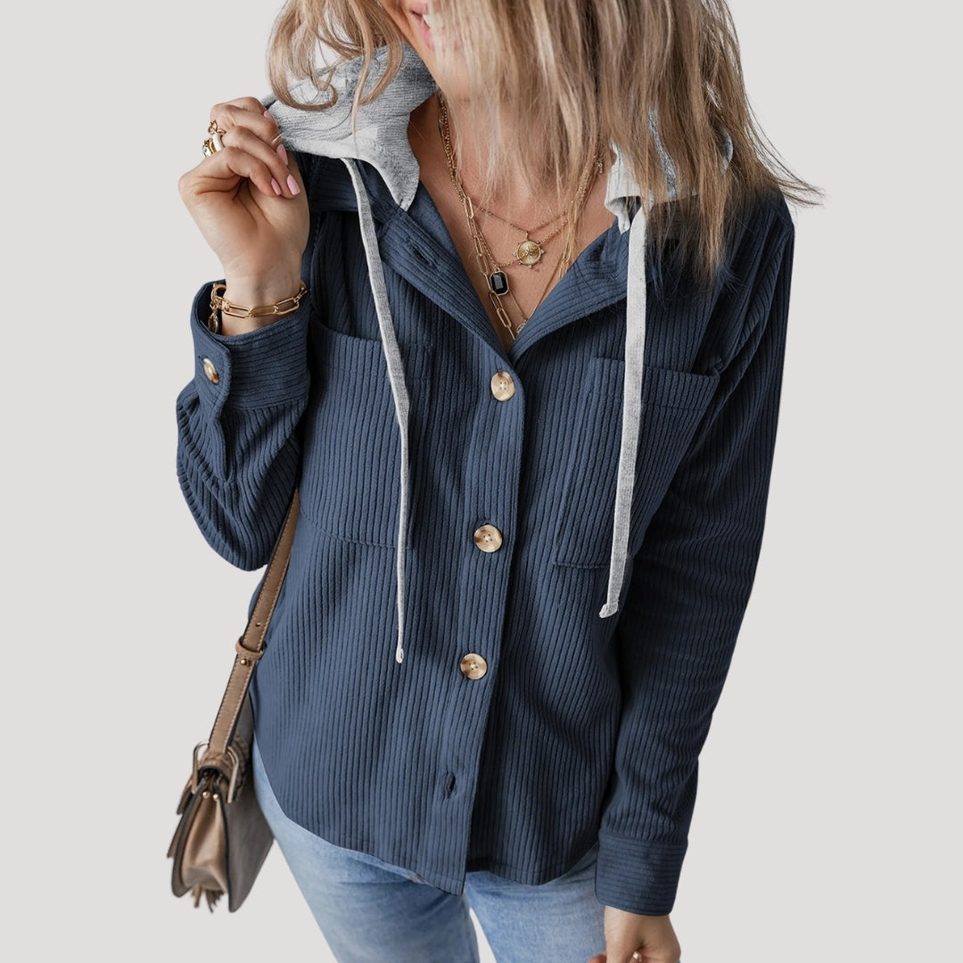 Women’s corduroy hooded jacket casual winter style