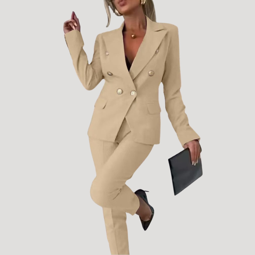 Women’s button front blazer and trouser set