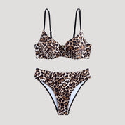 Leopard print underwire bikini set