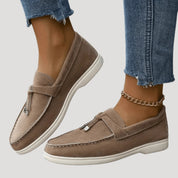Women's suede loafers – slip on flat shoes