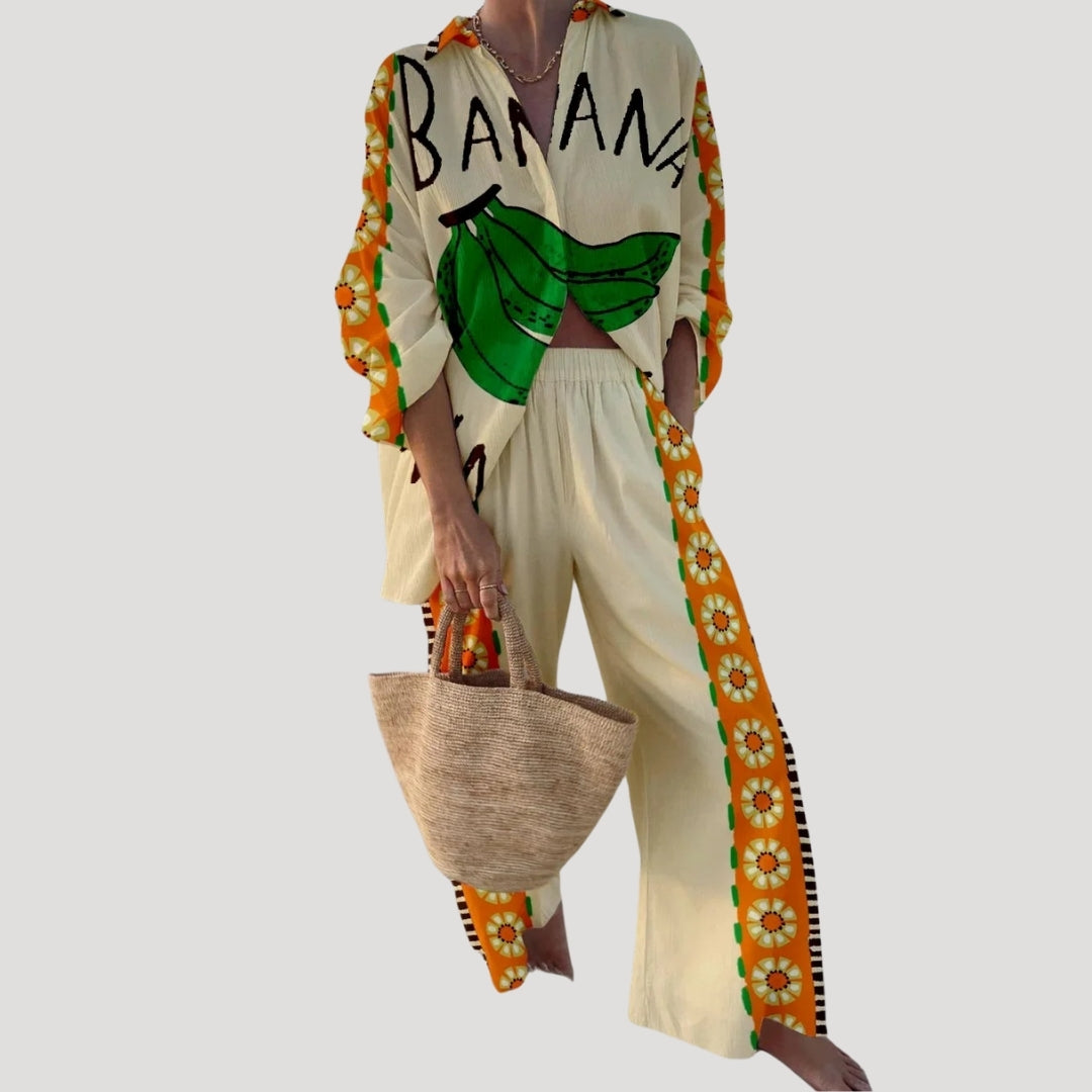 Women’s beach summer co ord trousers set long sleeve
