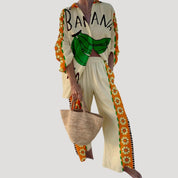 Women’s beach summer co ord trousers set long sleeve