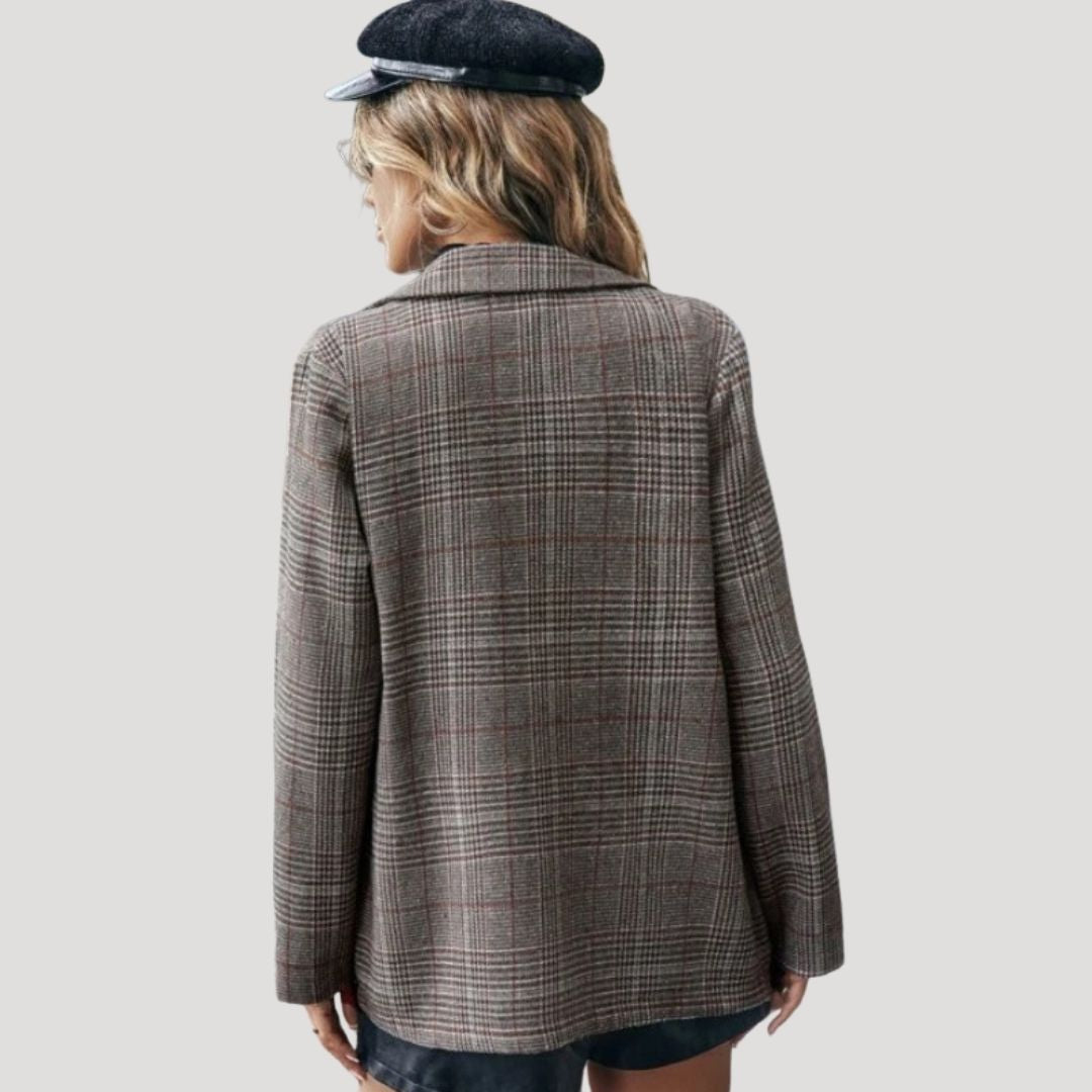 Women’s wool check tailored winter blazer