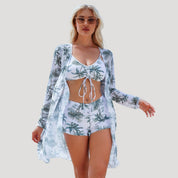 Geometric print 3-piece swimsuit set