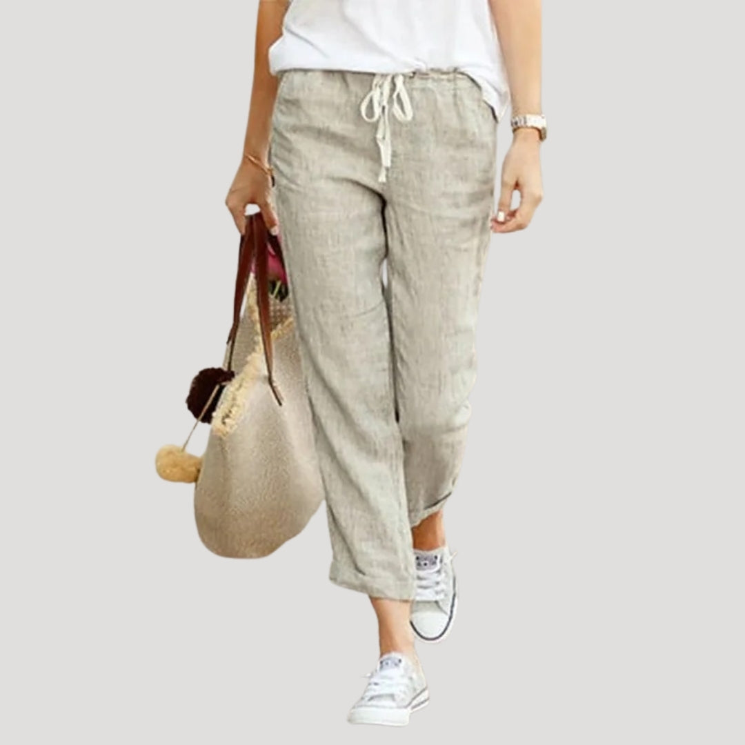 Women’s linen drawstring trousers summer lightweight fit