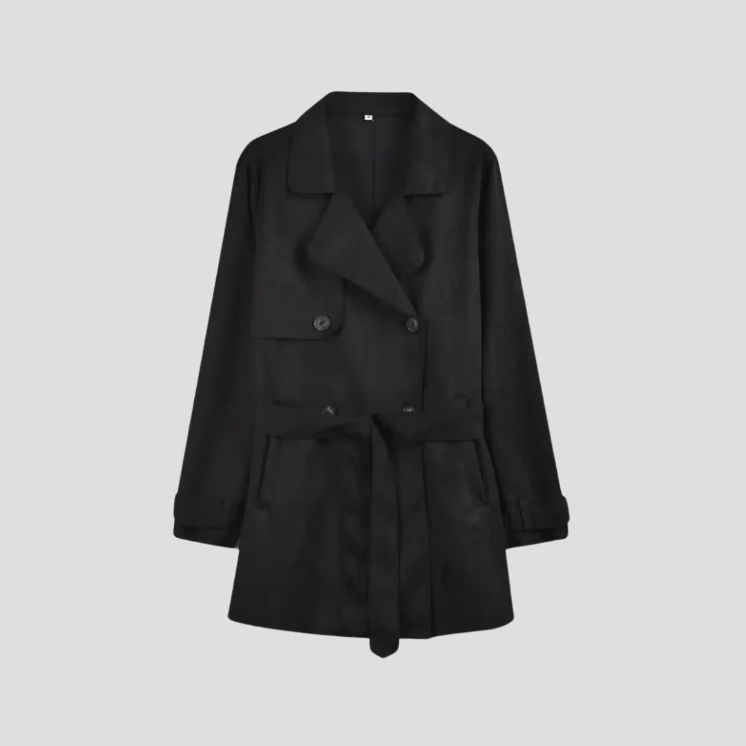 Women's belted double breasted lightweight trench coat