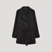 Women's belted double breasted lightweight trench coat
