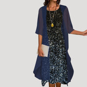 Women’s floral chiffon layered midi dress