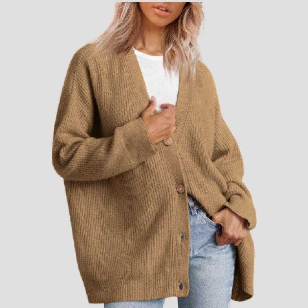 Women’s oversized long knitted winter cardigan