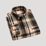 Men’s checked flannel long sleeve casual shirt