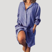 Women’s linen shirt dress summer casual loose fit