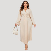 Women’s plus size long sleeve wedding guest dress – midi