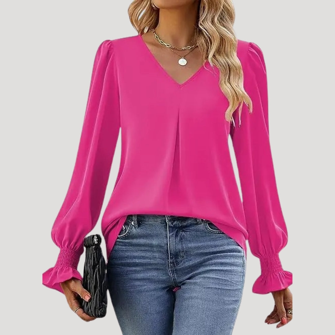 Elegant v-neck long-sleeve blouse