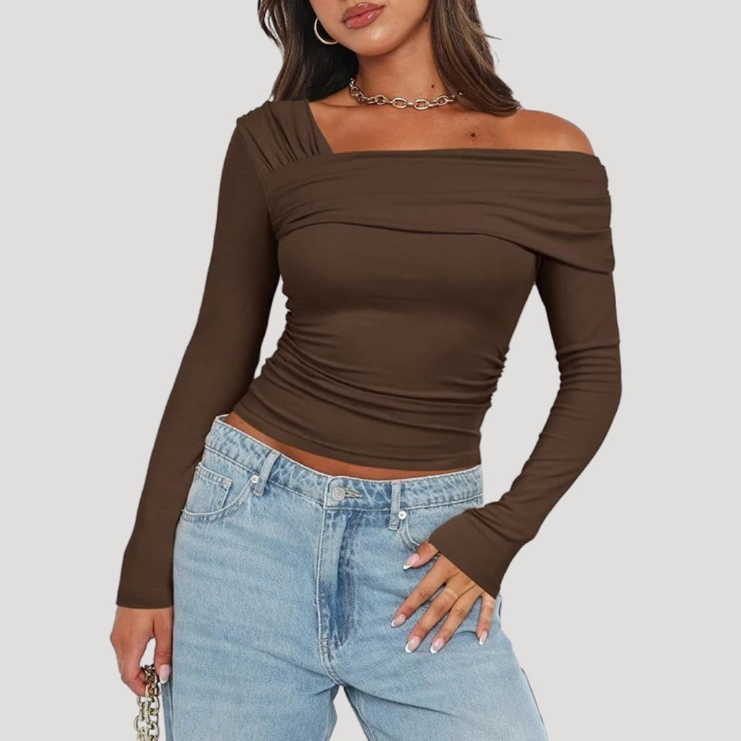 Off shoulder long sleeve top