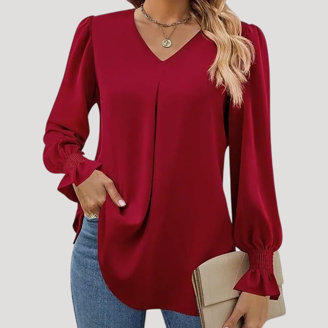 Elegant v-neck long-sleeve blouse