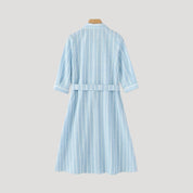 Women’s striped summer belted midi shirt dress