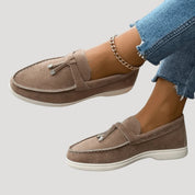Women's suede loafers – slip on flat shoes
