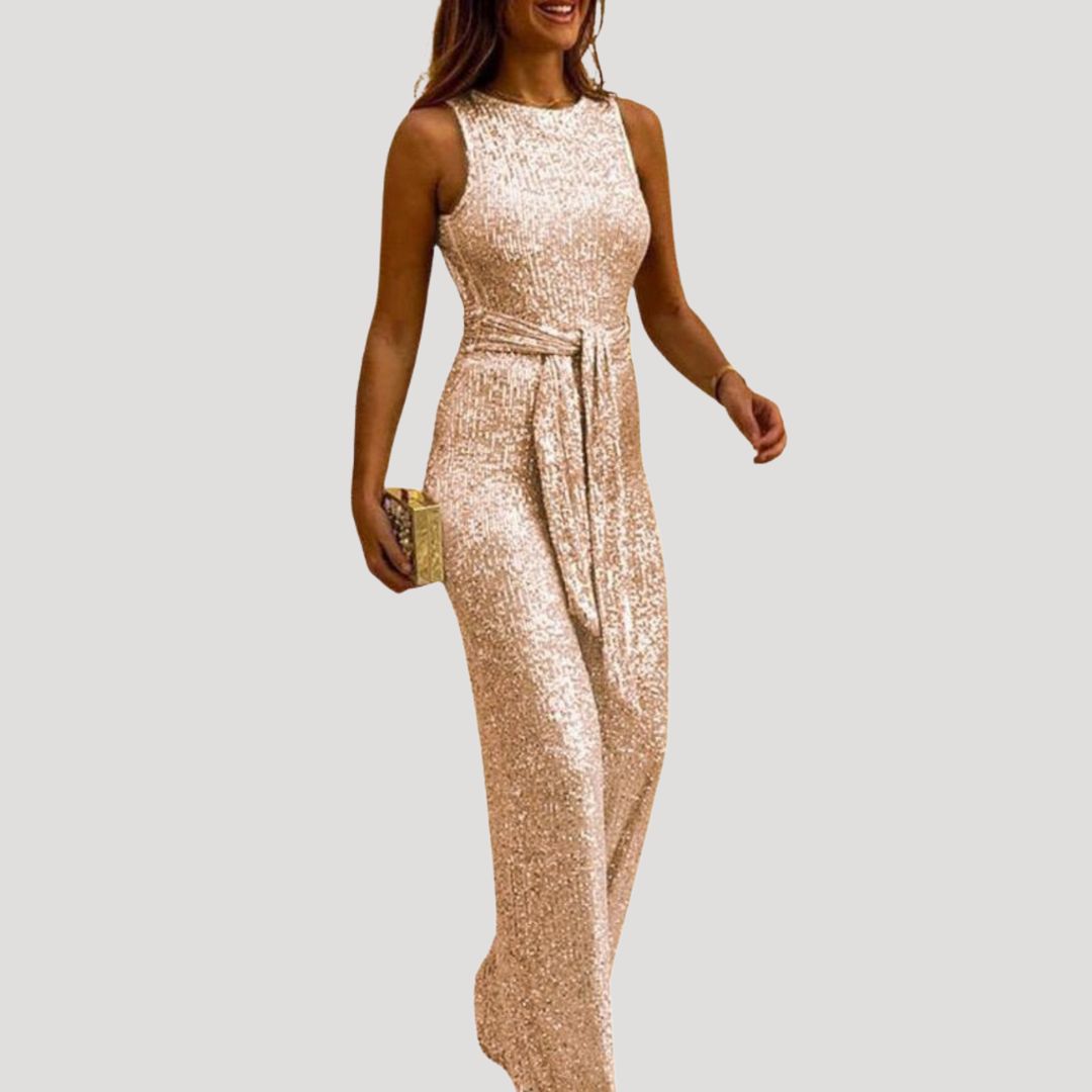 Women’s spring backless glitter jumpsuit