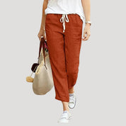 Women’s linen drawstring trousers summer lightweight fit