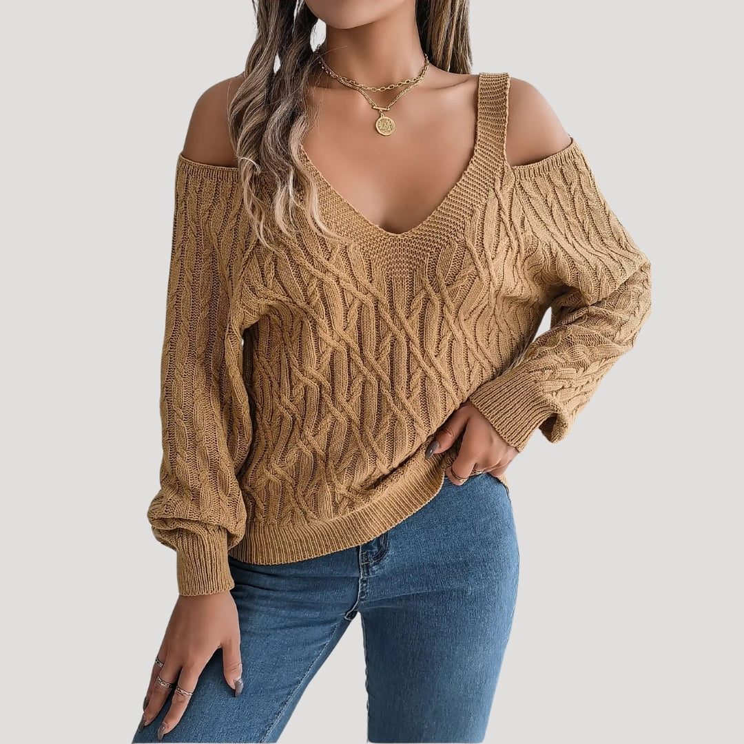 Women off shoulder knit summer sweater