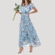 Women’s floral v neck maxi wedding guest dress