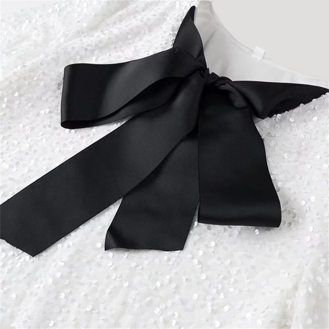 Glitter bow detail dress