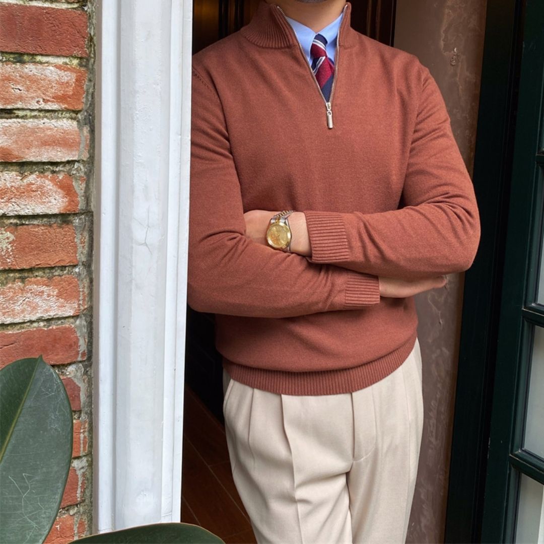 Men’s half zip knitted winter sweater