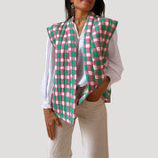 Quilted sleeveless printed vest