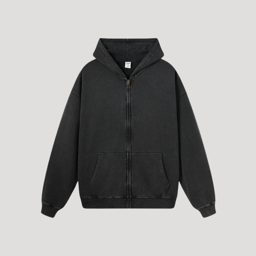 Men vintage zip-up hoodie