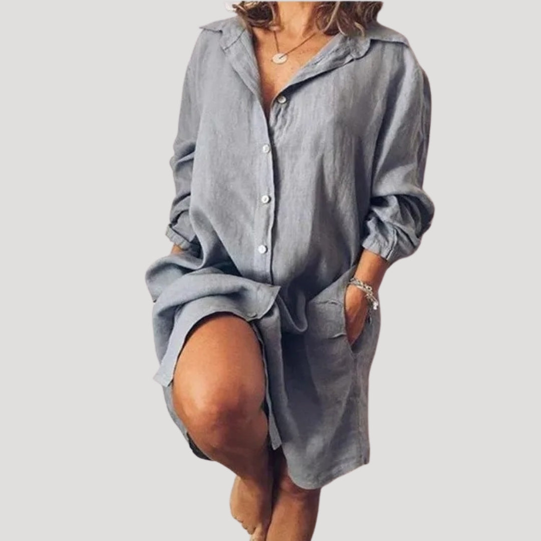 Women’s linen shirt dress summer casual loose fit