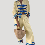 Women’s beach summer co ord trousers set long sleeve