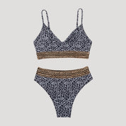 Animal print high-waisted bikini set