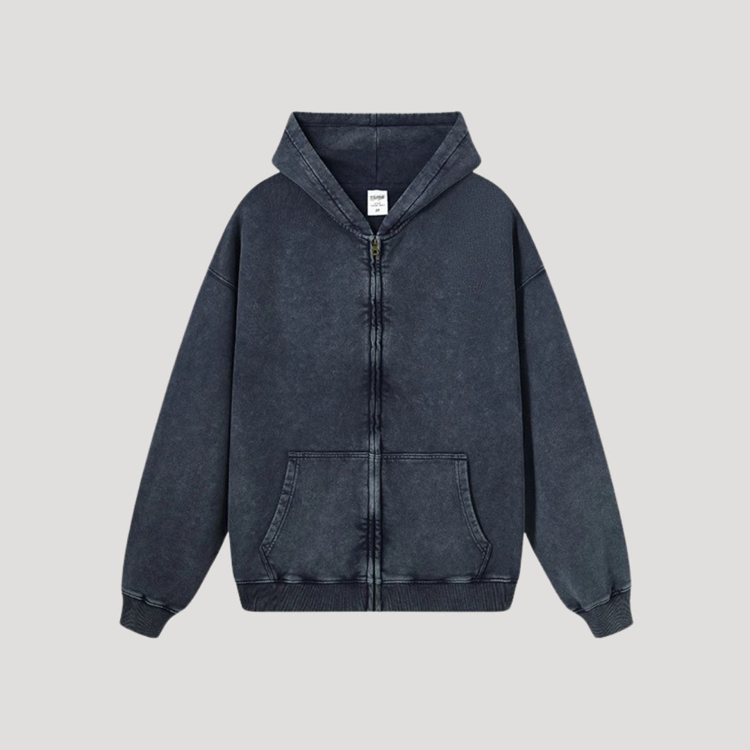 Men vintage zip-up hoodie