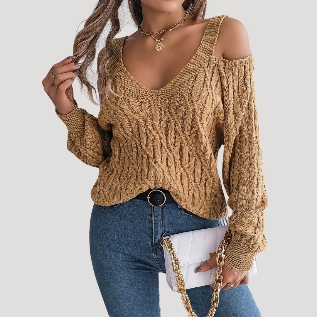 Women off shoulder knit summer sweater