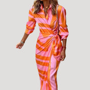Women’s summer wrap shirt dress printed satin look